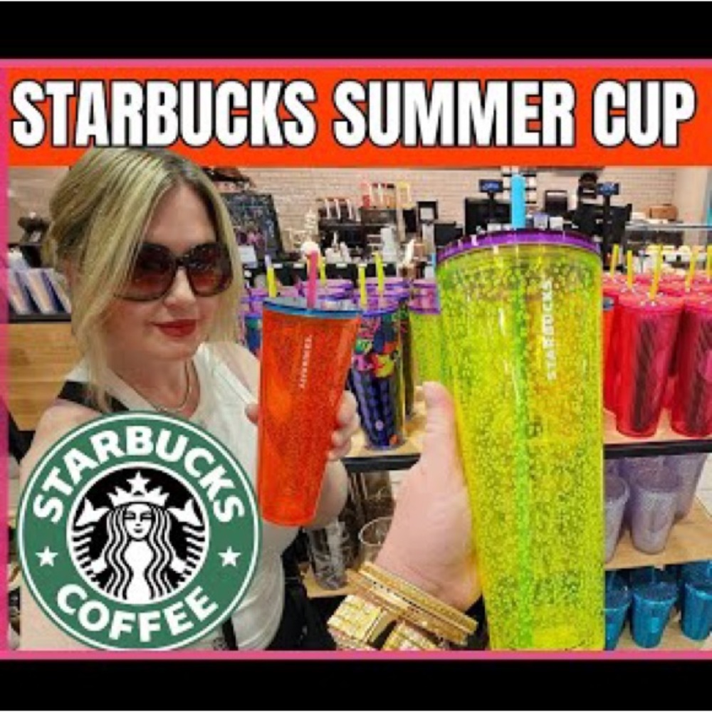 Starbucks Summer 2023 Tri-Colored Fluorescent Neon Yellow Bubble Cold Cup - Picture 6 of 9